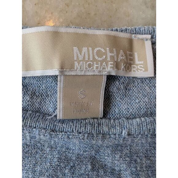 Michael Kors Sweater Women's Small Blue Knit Cotton Blend Hi-Low Tunic Pullover - Picture 7 of 9